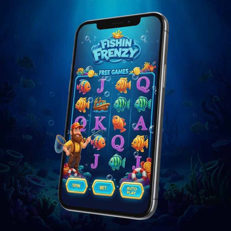 Fishin Frenzy slot by Real Time Gaming running on a mobile device with ocean underwater background
